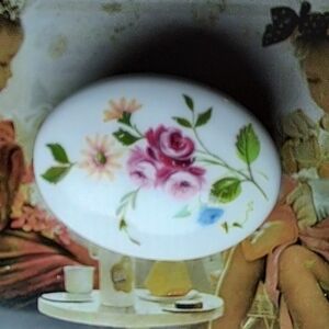 Vintage Crown Staffordshire England Porcelain Floral Brooch